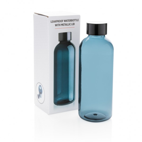 Auslaufsichere Trinkflasche mit Metalldeckel, blau