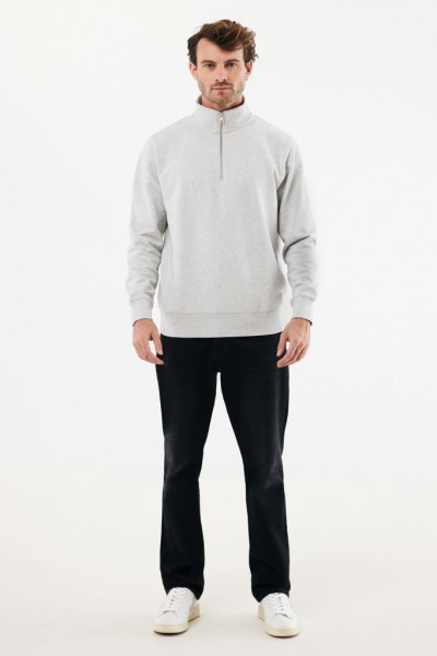IQONIQ Elgon Quarter-Zip-Sweater aus rec. Baumwolle, light heather grey XS