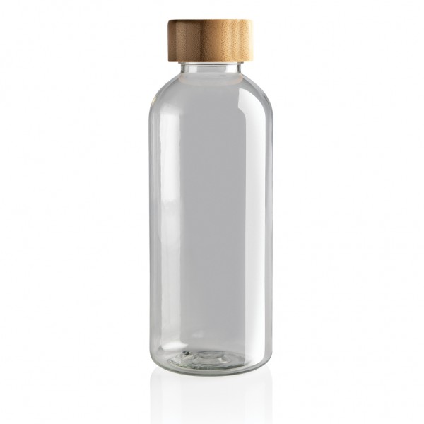 RCS rPET Flasche mit Bambus-Deckel, transparent