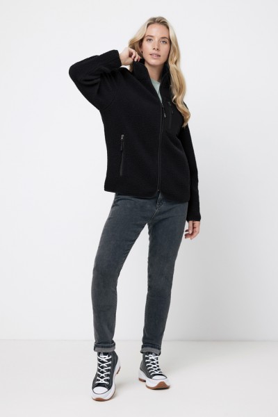 IQONIQ Diran Fleecejacke aus recyceltem Polyesterflor, schwarz M