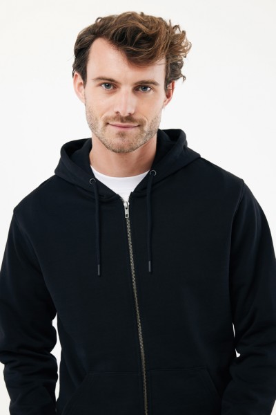 IQONIQ Abisko Zip-Kapuzenpullover aus recycelter Baumwolle, schwarz XS