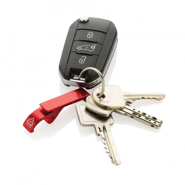 Flaschen- und Dosenöffner aus RCS recyceltem Aluminium, rot