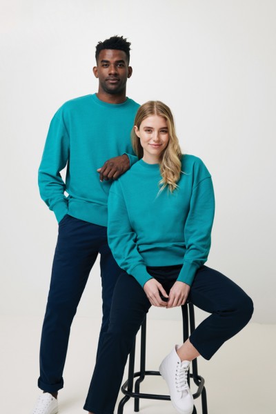 IQONIQ Kruger Relax-Rundhals-Sweater aus recycelt. Baumwolle, verdigris L