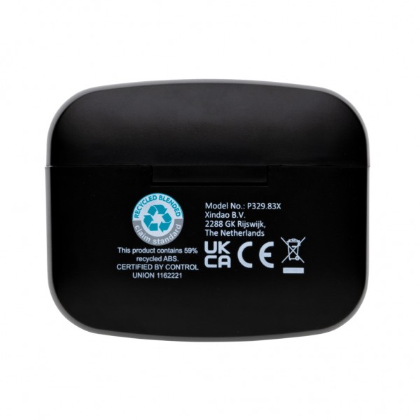 Swiss Peak ANC TWS-Ohrhörer aus RCS recyceltem Kunststoff, schwarz