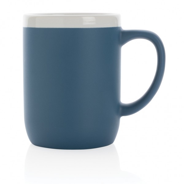 Keramiktasse mit weißem Rand, 300ml, blau