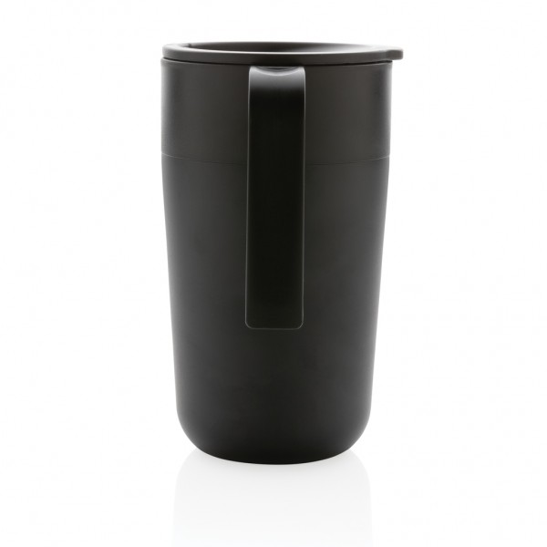 GRS recycelte PP und Stainless Steel Tasse mit Griff, schwarz