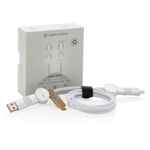 Oakland RCS rKunststoff 1,2m 6-in-1 Fast-Charging 45W Kabel, weiß