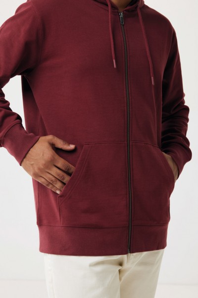 IQONIQ Abisko Zip-Kapuzenpullover aus recycelter Baumwolle, burgunderrot XS