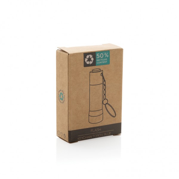 Flash Schlüsselanhänger-Taschenlampe aus RCS rec. Aluminium, blau
