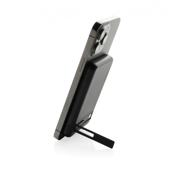 Zen 5000mAh 5W magnetische Bambus-Powerbank aus RCS rPlastik, schwarz