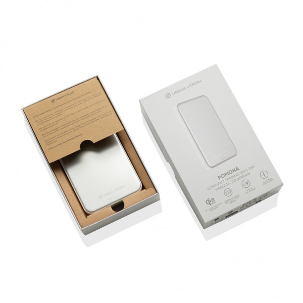 Urban Vitamin Pomona 5000mAh Qi2.2 25W magnetische Powerbank, silber