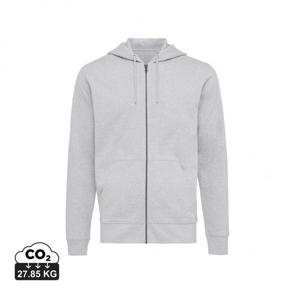 IQONIQ Abisko Zip-Kapuzenpullover aus recycelter Baumwolle, heather grey 4XL