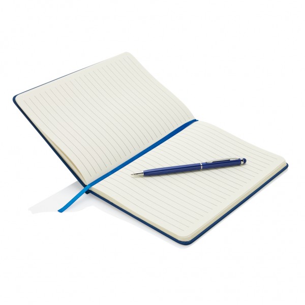 Basic Hardcover PU A5 Notizbuch mit Stylus-Stift, navy blau