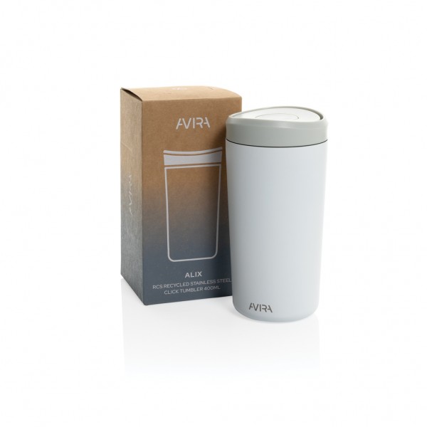 Avira Alix Klickbecher aus RCS rec. Stahl 400ml, weiß