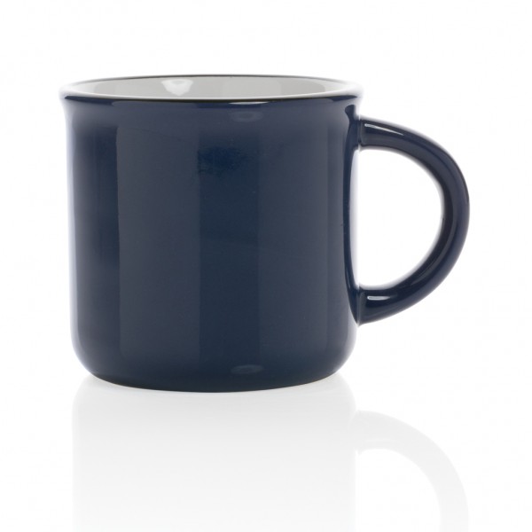 Vintage Keramiktasse, 280ml, navy blau