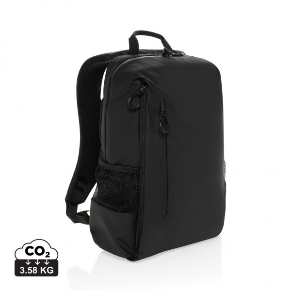 Lima Aware™ RPET wasserabweisender 15,6` Laptop-Rucksack, schwarz
