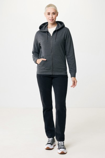 IQONIQ Abisko Zip-Kapuzenpullover aus recycelter Baumwolle, heather anthracite L