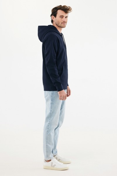 IQONIQ Abisko Zip-Kapuzenpullover aus recycelter Baumwolle, navy blau XL