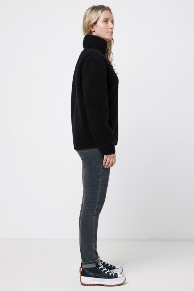 IQONIQ Diran Fleecejacke aus recyceltem Polyesterflor, schwarz XXS