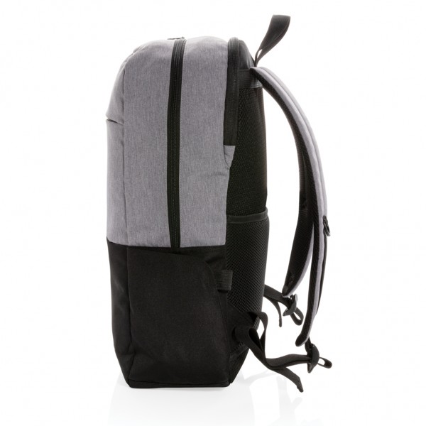 Moderner 15.6` USB & RFID Laptop-Rucksack, PVC-frei, schwarz