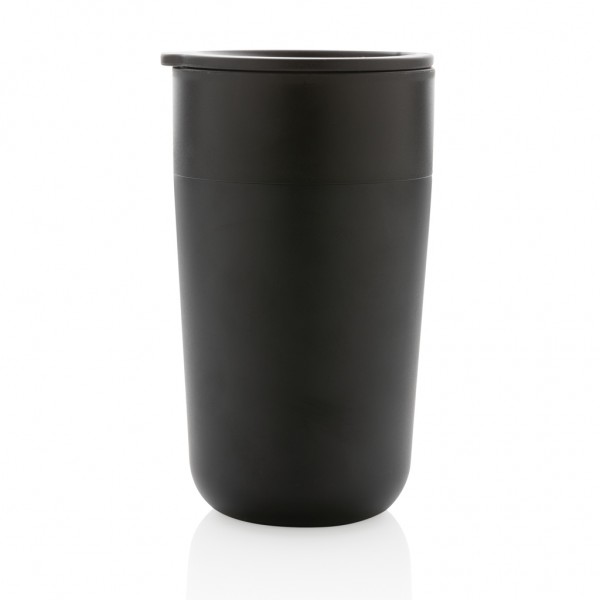 GRS recycelte PP und Stainless Steel Tasse mit Griff, schwarz