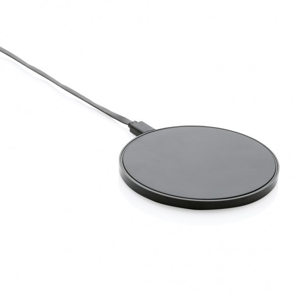 10W Wireless Charger aus RCS Standard recyceltem Kunststoff, schwarz