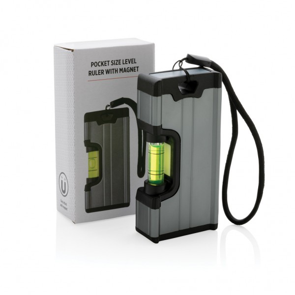 Wasserwaage im Taschenformat mit Magnet, grau