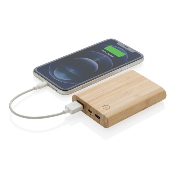 5.000mAh Bambus-Powerbank, braun