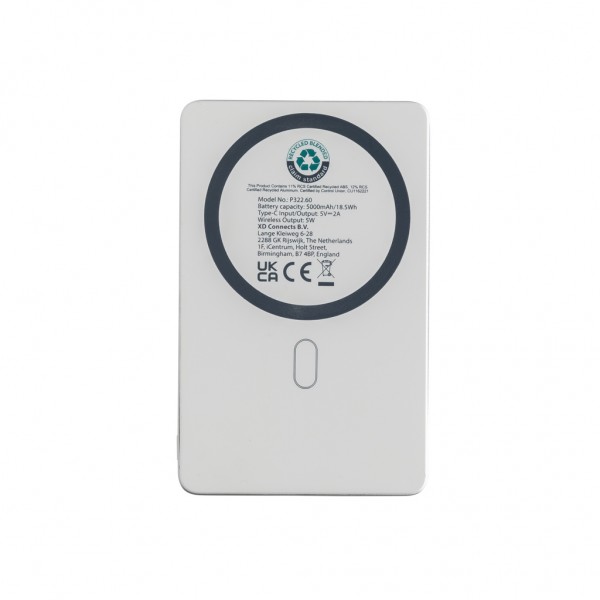 Orion 5.000mAh 5W magnetische Powerbank aus RCS rec. Alu, silber