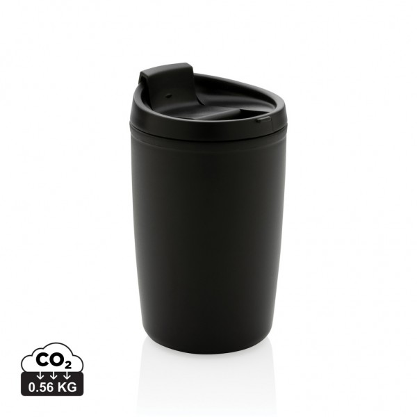 GRS recycelter PP-Becher mit Flip-Deckel, schwarz