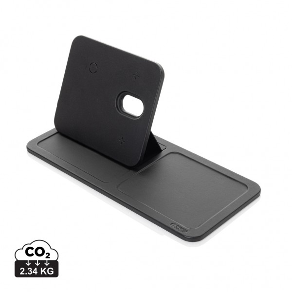 Swiss Peak 3-in-1- Wireless-Charging Desk-Tray aus RCS rPU, schwarz
