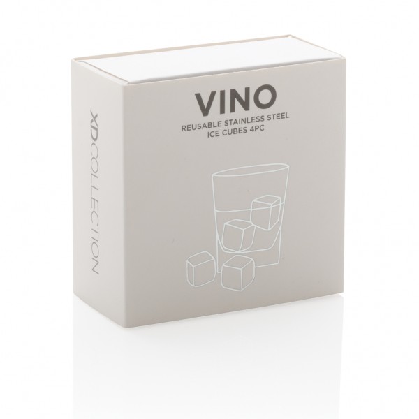 Wiederverwendbare Eiswürfel aus Stainless Steel, 4-tlg., silber