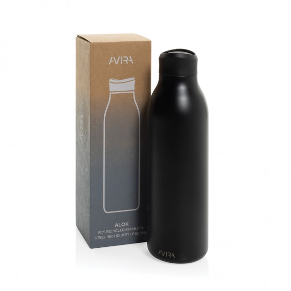 Avira Alok 360 Klick-Wasserflasche aus RCS rec. Stahl, 600ml, schwarz