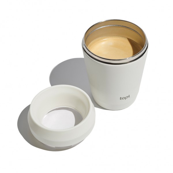 Topl-Trinkbecher aus rec. Stahl mit 360-Grad-Deckel 236ml, braun