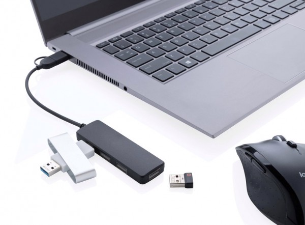 RCS recycelter USB-Hub mit Dual-Input, schwarz