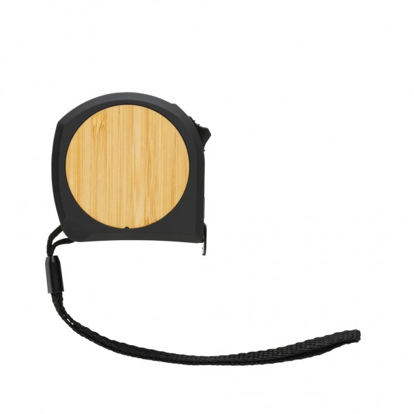 5m/19mm Maßband aus RCS recycelt. Kunststoff & Bambus, schwarz