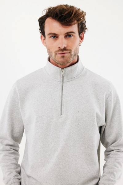 IQONIQ Elgon Quarter-Zip-Sweater aus rec. Baumwolle, light heather grey M