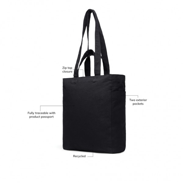 VINGA Hilo AWARE™ Tasche mit Reißverschluss aus rec. Canvas, schwarz