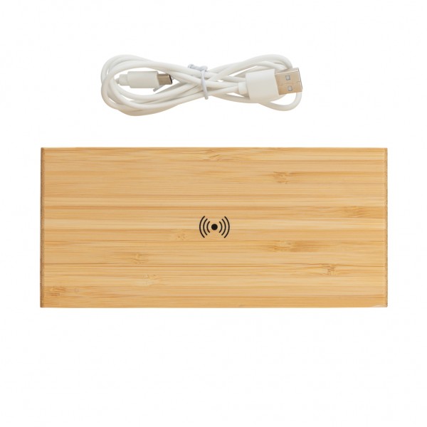 Wecker mit 5W Wireless Charger aus Bambus, braun