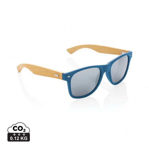 Sonnenbrille aus Bambus und RCS recyceltem Kunststoff, blau