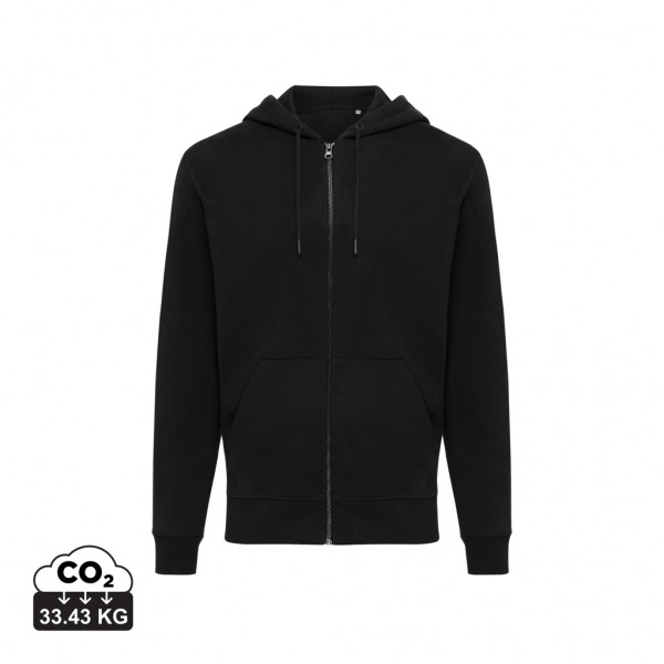 IQONIQ Abisko Zip-Kapuzenpullover aus recycelter Baumwolle, schwarz XS