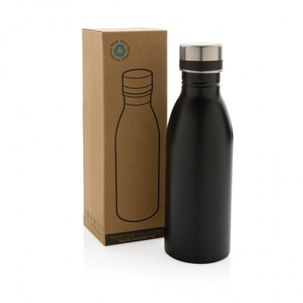 Deluxe Wasserflasche aus RCS recyceltem Stainless-Steel, schwarz
