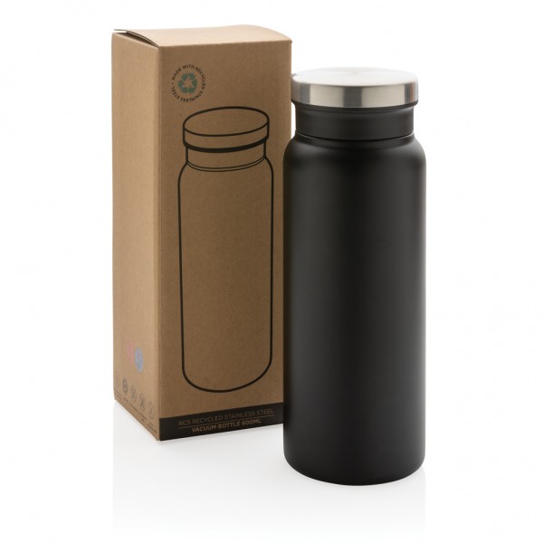 RCS recycelte Stainless Steel Vakuumflasche 600ml, schwarz