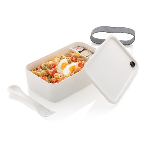 PP Lunchbox mit Göffel, weiß