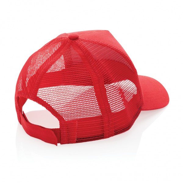 Impact AWARE™ 190gr Brushed rCotton 5 Panel Trucker-Cap, rot
