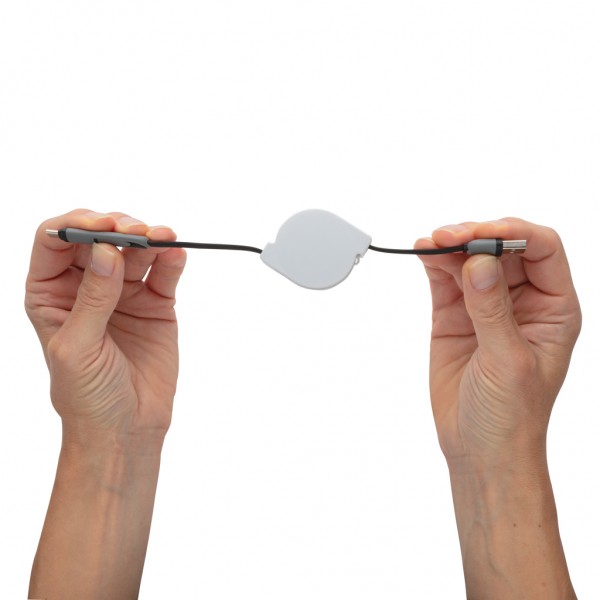 3-in-1 ausziehbares Kabel, schwarz