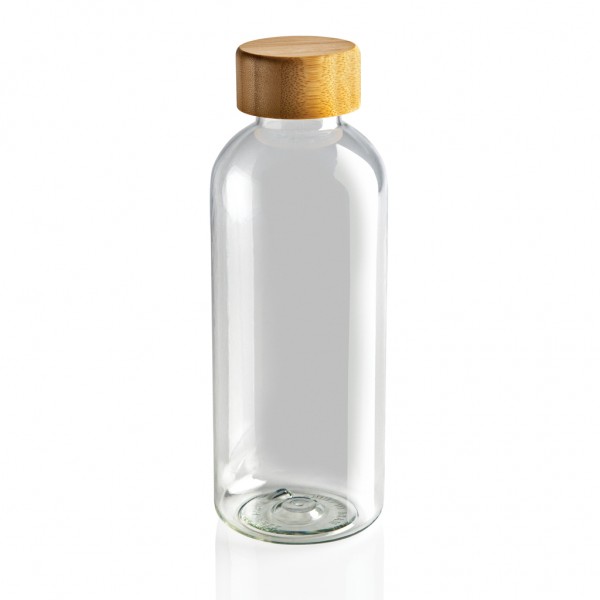 RCS rPET Flasche mit Bambus-Deckel, transparent