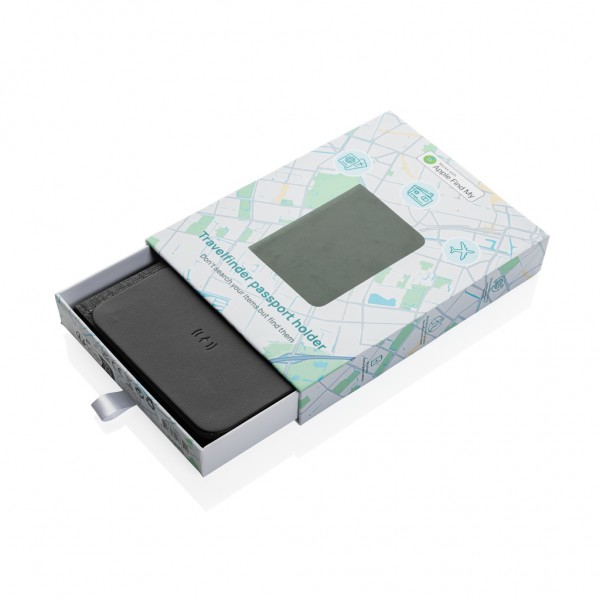 Travelfinder RCS Polyester Passtasche mit weltweiter Ortung, schwarz