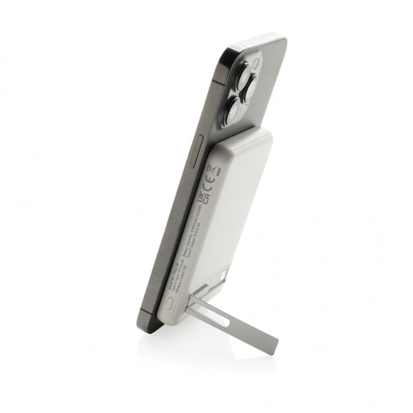 Zen 5000mAh 5W magnetische Bambus-Powerbank aus RCS rPlastik, weiß