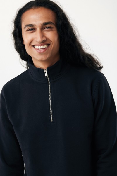 IQONIQ Elgon Quarter-Zip-Sweater aus rec. Baumwolle, schwarz M